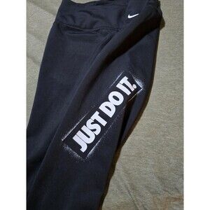 Nike Dri Fit Womens Leggings Just Do It Side Hit Size Small Stretch Crop Black